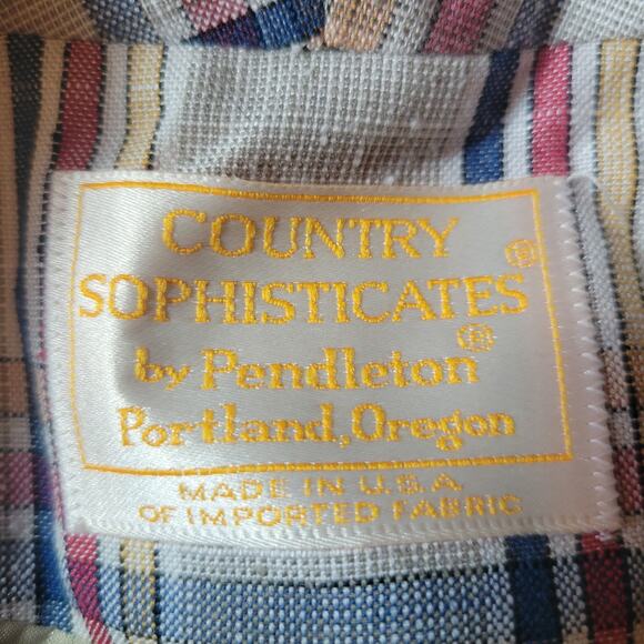 Vintage 80s Country Sophisticates by Pendleton Cream Plaid Blazer, 14 - Picture 6 of 7